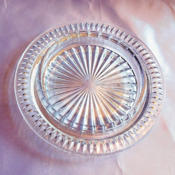 Cut Glass Round Covered Cheese or Butter Dish # 22049 - Picture 3 of 4